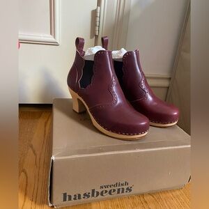 Swedish Hasbeens Burgundy Ankle Boots